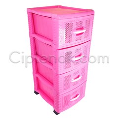 Комод пластиковый на 4 ящика (розовый)