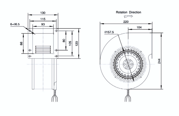 Вентилятор центробежный (радиальный) малый (520 м³/ч)