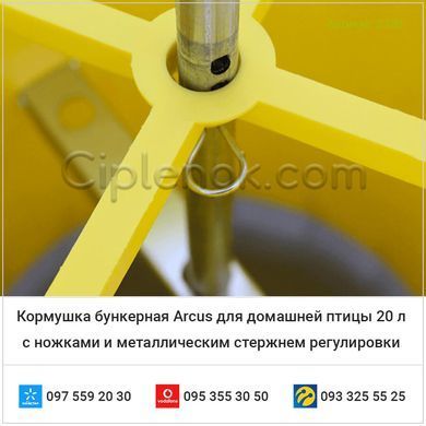 Кормушка бункерная Arcus для домашней птицы 20 л с металлическим стержнем регулировки River Systems (Италия)